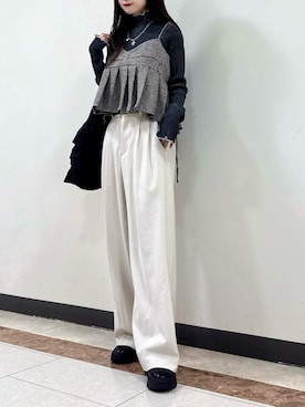 「tiptop（ティップトップ）のメランジリブハイネックプルオーバー（ニット/セーター）」を使った、Marielさん（レディース・149cm）の秋コーディネート