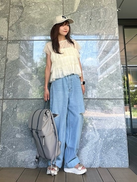 「アイテム（バックパック/リュック）」を使った、Marielさん（レディース・149cm）の夏コーディネート