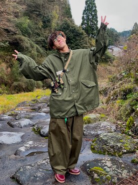 「古着好きな人と繋がりたい」｜「アイテム（モカシン/デッキシューズ）」を使った、まさやさん（メンズ・174cm）の冬コーディネート