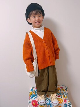 「アイテム（キャップ、ブラック系）」を使った、AoHiiさん（キッズ・110cm）の冬コーディネート