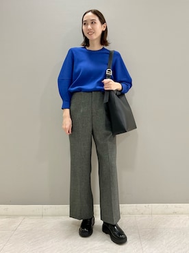 「ブルーニット」｜「アイテム（その他）」を使った、mitsukiさん（レディース・161cm）の秋コーディネート