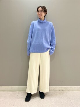 「ブルーニット」｜「アイテム（その他）」を使った、mitsukiさん（レディース・161cm）の冬コーディネート