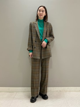 「チェックジャケット」｜「アイテム（その他）」を使った、mitsukiさん（レディース・161cm）の秋コーディネート