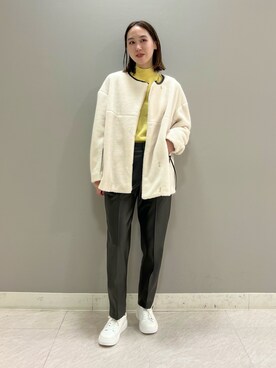 「フェイクレザー」｜「アイテム（ノーカラージャケット）」を使った、mitsukiさん（レディース・161cm）の秋コーディネート