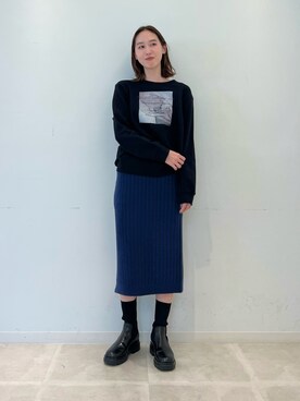 「リブニット」｜「アイテム（スウェット）」を使った、mitsukiさん（レディース・161cm）の秋コーディネート