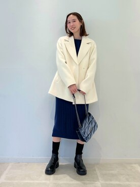 「インディヴィ」｜「アイテム（ステンカラーコート）」を使った、mitsukiさん（レディース・161cm）の秋コーディネート