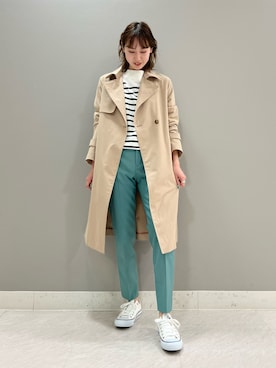 「ボーダーニット」｜「アイテム（トレンチコート）」を使った、mitsukiさん（レディース・161cm）の冬コーディネート