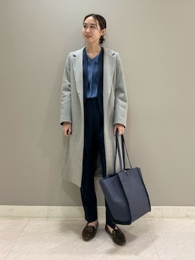 「インディヴィ」｜「アイテム（チェスターコート）」を使った、mitsukiさん（レディース・161cm）の冬コーディネート