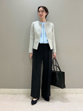 「いまどきジャケット写真」｜「アイテム（ノーカラージャケット）」を使った、mitsukiさん（レディース・162cm）の春コーディネート