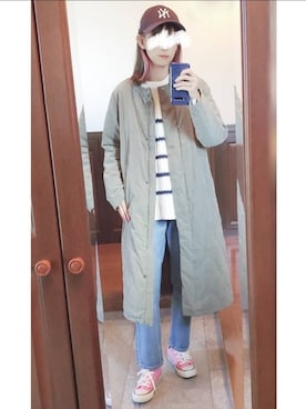 「coca（coca）（コカ）のアイテム（ノーカラーコート）」を使った、nonnnn131さん（レディース・160cm）の冬コーディネート