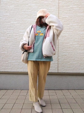 「rectangle（レクタングル）のアイテム（帽子）」を使った、ぷちぃく✼さん（レディース・152cm）の冬コーディネート
