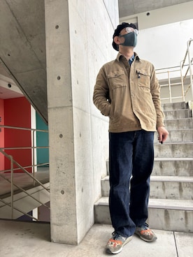 「Nigel Cabourn（ナイジェルケーボン）のアイテム（パンツ）」を使った、mookoliさん（メンズ・172cm）の春コーディネート