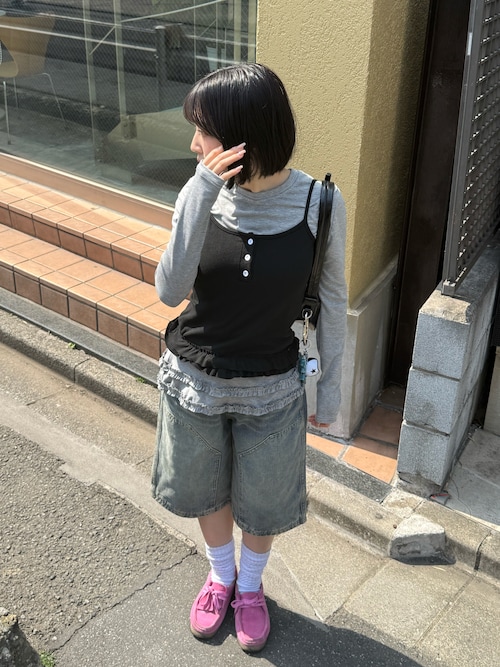 セール】【 MEMECLE / メメクル 】バギー ハーフデニムパンツ