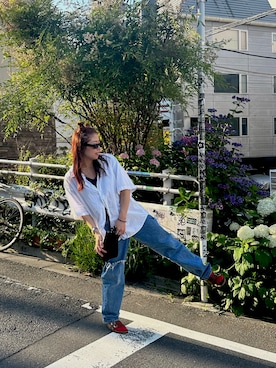 「H&M（エイチ・アンド・エム）のアイテム（サングラス）」を使った、さいとーあまのさん（レディース・158cm）の夏コーディネート