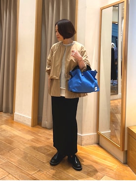 「fredy emue（フレディエミュ）のアイテム（ブルゾン）」を使った、森まどかさん（レディース・153cm）の春コーディネート