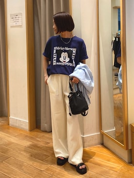 「ミッキーT」｜森まどかさん（レディース・153cm）の夏コーディネート