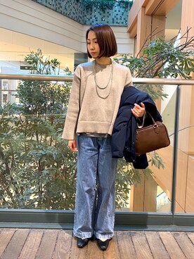 「GEVACO（ゲバコ）のアイテム（ダウンジャケット/コート）」を使った、森まどかさん（レディース・153cm）の冬コーディネート