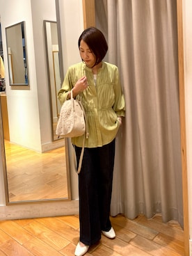 「アイテム（バッグ）」を使った、森まどかさん（レディース・153cm・40代）の秋コーディネート