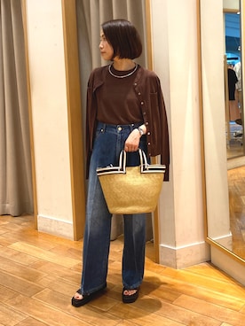 「アイテム（タンクトップ、ブラウン系）」を使った、森まどかさん（骨格ナチュラル・レディース・153cm）の夏コーディネート