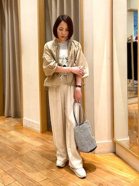 「fredy emue（フレディエミュ）のアイテム（ブルゾン）」を使った、森まどかさん（レディース・153cm）の春コーディネート