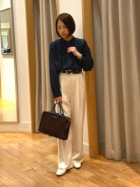 「ブラウスコーデ」｜森まどかさん（レディース・153cm）の秋コーディネート