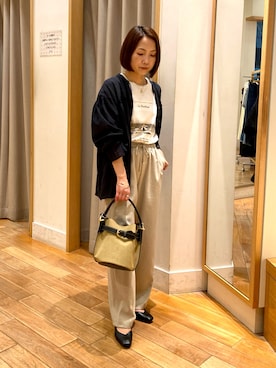 「ブラウスコーデ」｜「アイテム（アクセサリー）」を使った、森まどかさん（レディース・153cm）の夏コーディネート