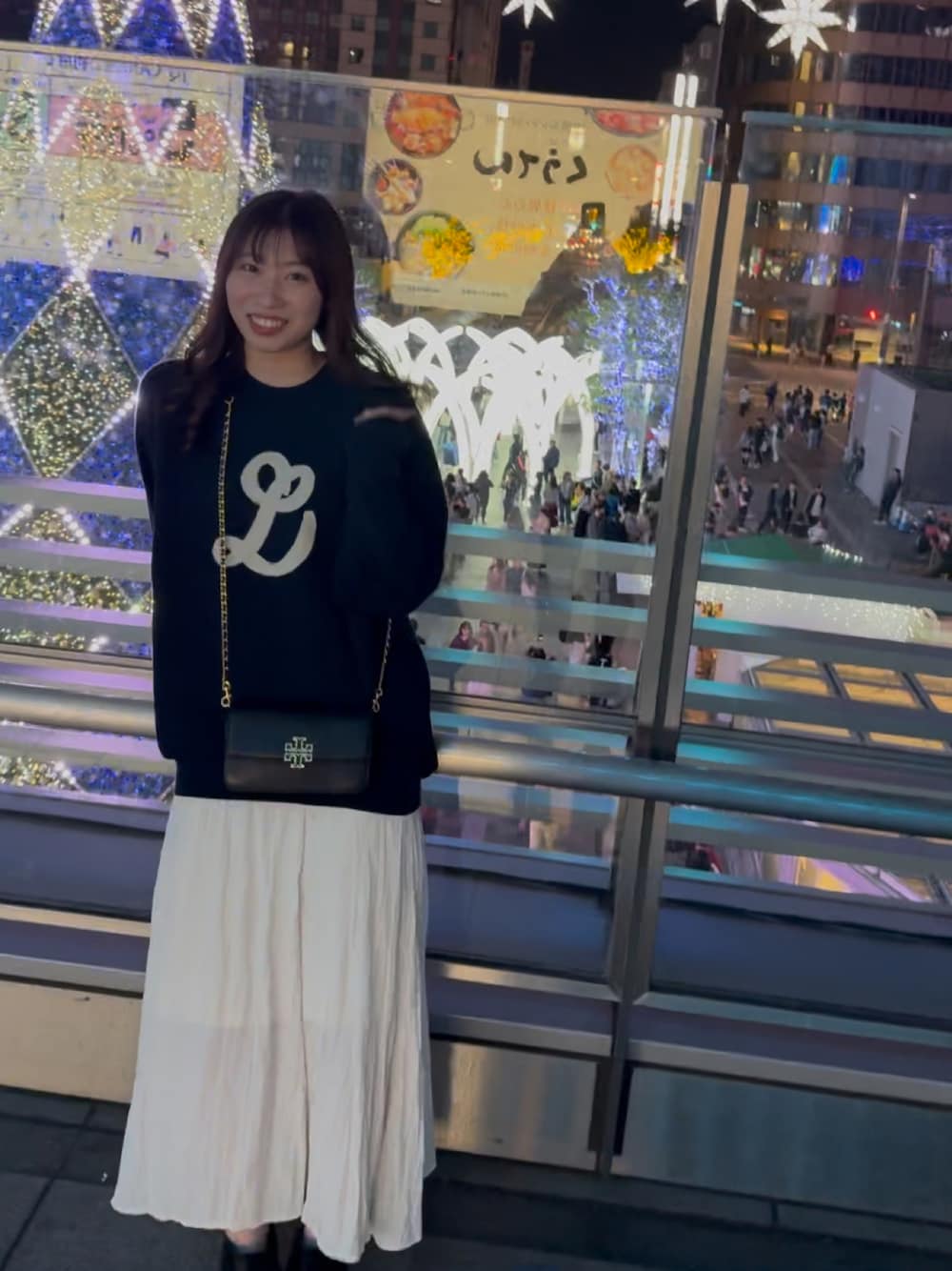 「LAVANDA」｜「LAVANDAのアイテム（ニット/セーター、ブルー系）」を使った、oraaange0405さん（骨格ストレート・レディース・164cm）の冬コーディネートの1枚目の写真