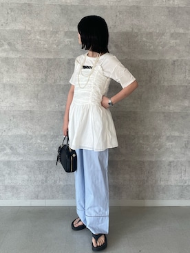 「アイテム（ネックレス、ホワイト系）」を使った、wataさん（レディース・164cm）の夏コーディネート