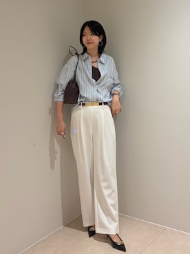 「NOLLEY’S（ノーリーズ）のキンチャクショルダー（ショルダーバッグ、ブラック系）」を使った、wataさん（レディース・164cm）の秋コーディネート