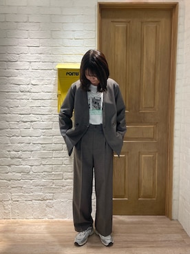 「fredy emue（フレディエミュ）のアイテム（ノーカラージャケット）」を使った、wataさん（レディース・164cm）の秋コーディネート
