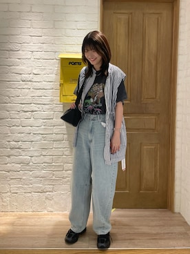 「カーブデニム」｜wataさん（レディース・164cm）の夏コーディネート