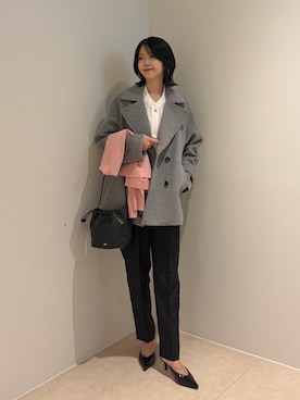 「NOLLEY’S（ノーリーズ）のウォッシャブルビッグボウタイ2WAYブラウス（シャツ/ブラウス、ホワイト系）」を使った、wataさん（レディース・164cm）の秋コーディネート
