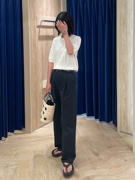 「ケーブルニット」｜wataさん（レディース・164cm）の夏コーディネート