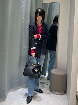 「アイテム（ポーチ）」を使った、wataさん（レディース・164cm）の秋コーディネート