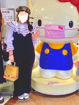 「アイテム（オールインワン・サロペット）」を使った、れれこさん（レディース・154cm）の夏コーディネート