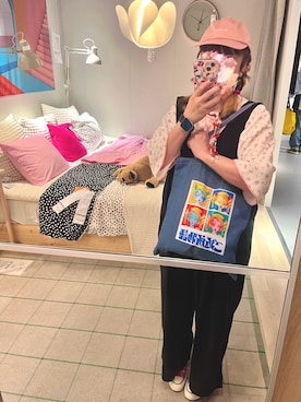 「しまむら（シマムラ）のアイテム（Tシャツ/カットソー）」を使った、れれこさん（レディース・154cm）の夏コーディネート