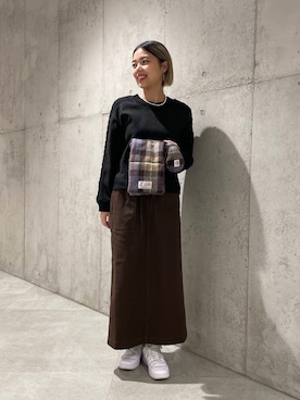 「アイテム（イヤーマフ、ブラウン系）」を使った、カワノさん（レディース・161cm）の冬コーディネート