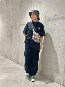 「POLeR（ポーラー）のアイテム（ハット）」を使った、カワノさん（レディース・161cm）の夏コーディネート