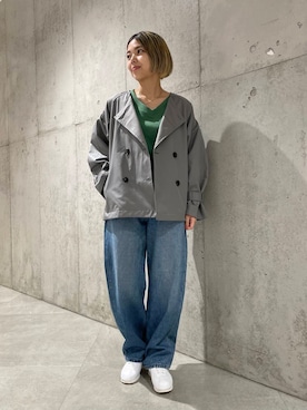 「アイテム（トレンチコート）」を使った、カワノさん（レディース・161cm）の秋コーディネート
