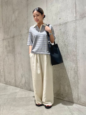 「アイテム（ポロシャツ）」を使った、カワノさん（レディース・161cm）の夏コーディネート