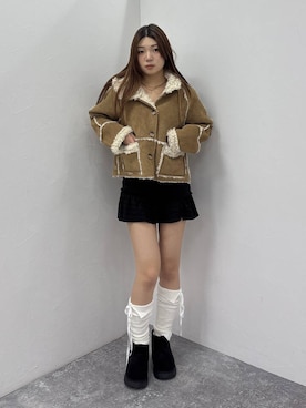 「アイテム（ムートンコート）」を使った、yumenoさん（レディース・170cm）の秋コーディネート
