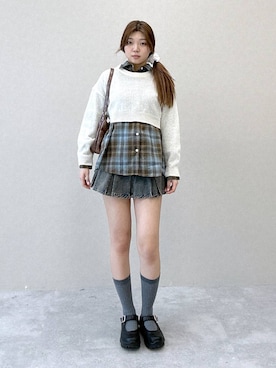 「アイテム（デニムスカート）」を使った、yumenoさん（レディース・168cm）の冬コーディネート