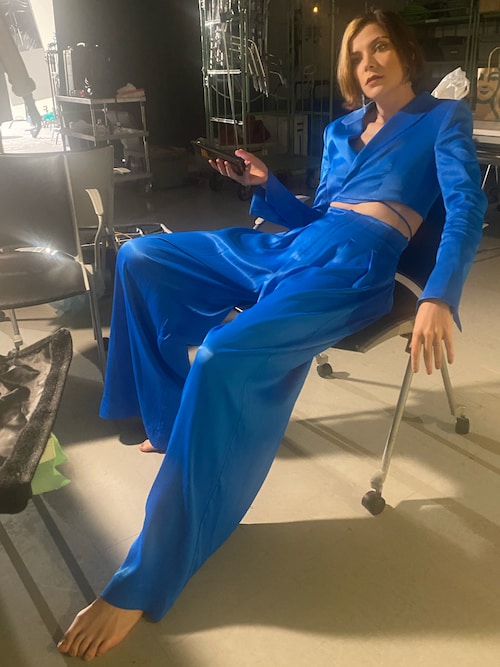 ZARA ブルー スーツ 164cm 上下 セットアップ 未使用】ZARAザラ・セットアップスーツ・ブルー・タグ付・希少