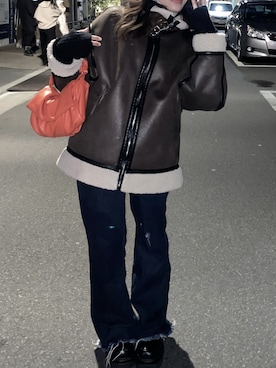 「EVRIS（エヴリス）のアイテム（ブルゾン）」を使った、SONEさん（レディース・156cm）の冬コーディネート