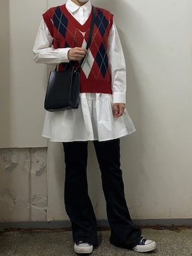 「SPINNS（スピンズ）のアイテム（ワンピース）」を使った、あんみさん（レディース・156cm）の秋コーディネート