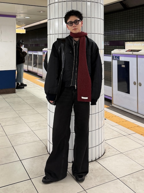 メンズ ブラックデニム ルーズ ストレート D-RISE L.30（デニムパンツ