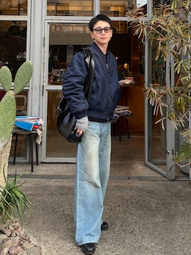 「アイテム（MA-1）」を使った、rintarouさん（メンズ・176cm）の秋コーディネート