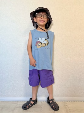 「アイテム（パンツ、パープル系）」を使った、lenlen23さん（キッズ・110cm）の夏コーディネート