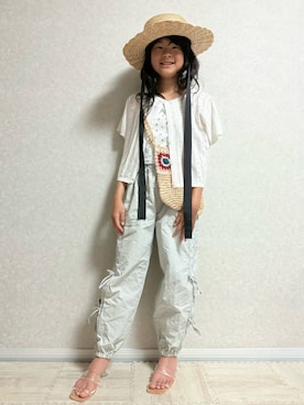 「Chico（チコ）の【WEB限定】クリアベルトサークルヒールサンダル（サンダル）」を使った、lenlen23さん（キッズ・140cm・10代）の夏コーディネート