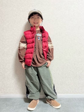 「アイテム（スリッポン）」を使った、lenlen23さん（キッズ・110cm）の秋コーディネート